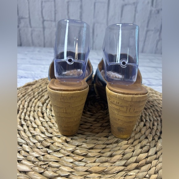 Mila Paoli Blue Suede Wedge Sandals. Open Toe. Made in Italy. Size 8.5 - Picture 4 of 6